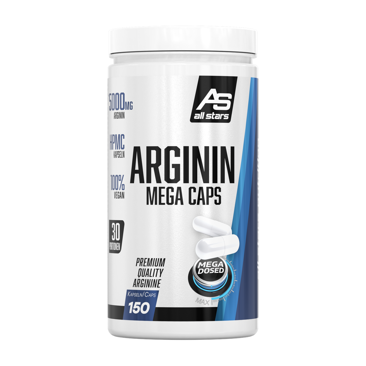 Arginin Mega Caps 150 Kapseln-L-Arginin-Maniac-Sports.de