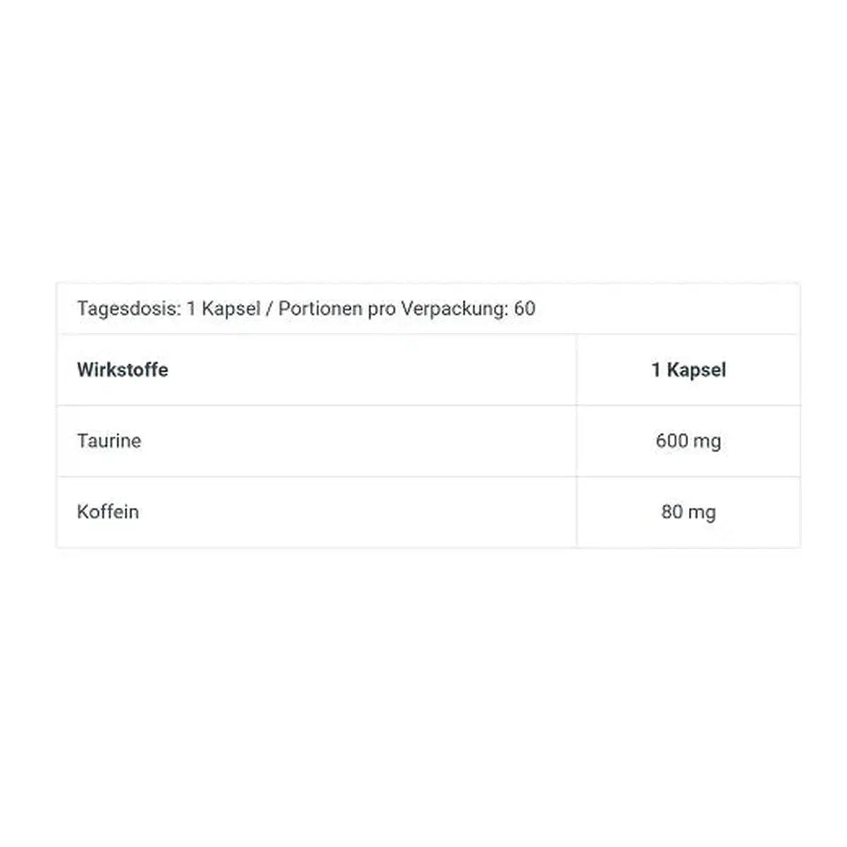 Caffeine + Taurine 60 Kapseln-Koffeintabletten-Maniac-Sports.de