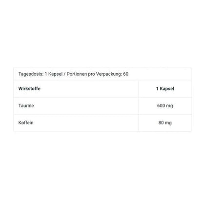 Caffeine + Taurine 60 Kapseln-Koffeintabletten-Maniac-Sports.de