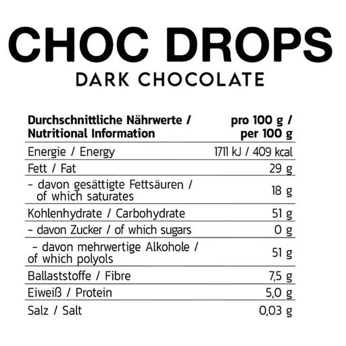 Choc Drops 150g-Low Carb Lebensmittel-Maniac-Sports.de