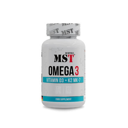 Omega 3 + D3 + K2 - 60 Kapseln-Omega 3-Maniac-Sports.de