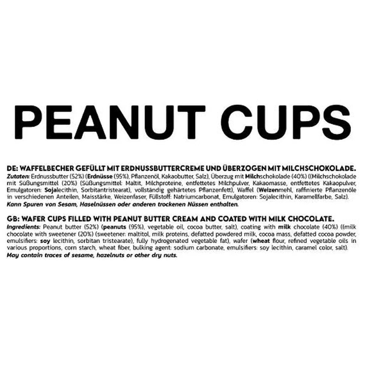 Peanut Cups - Karton 15 x 50g-Proteinriegel-Maniac-Sports.de