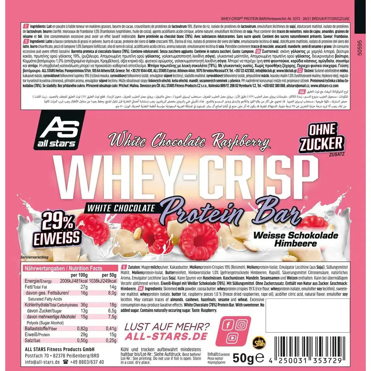 Whey-Crisp Protein 25 Riegel-Proteinriegel-Maniac-Sports.de